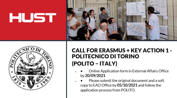 Call for Erasmus + Key Action 1 - POLITECNICO DI TORINO (POLITO – ITALY)