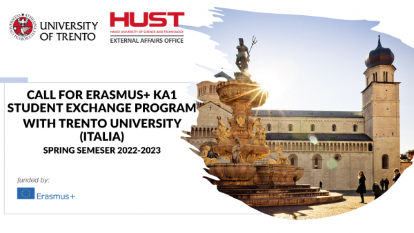 Call for Erasmus+ KA1 student exchange program with Trento University (Italia) – Spring semeser 2022-2023