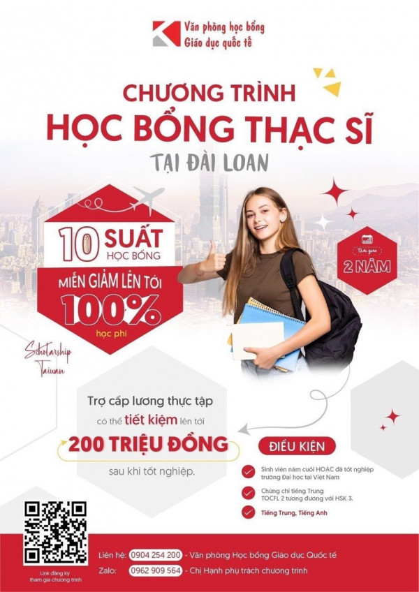 Chương Trình Thạc Sĩ Thực Tập Có Hưởng Lương tại Đài Loan dành cho sinh viên Bách khoa Hà Nội