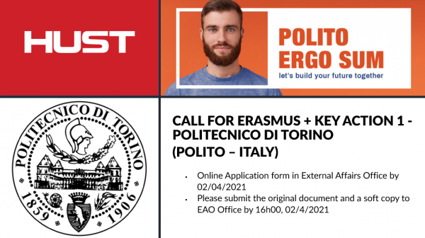 Call for Erasmus + Key Action 1 - POLITECNICO DI TORINO (POLITO – ITALY)