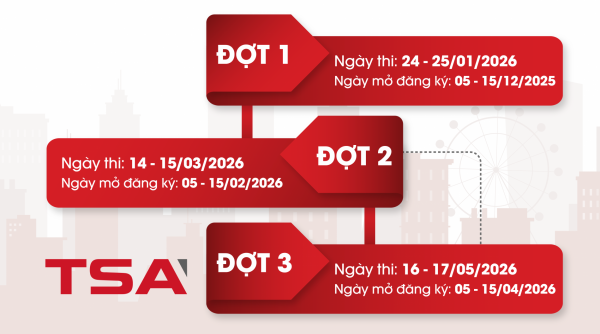TSA 2026: 3 đợt thi, 30 điểm thi, 60.000 lượt thi