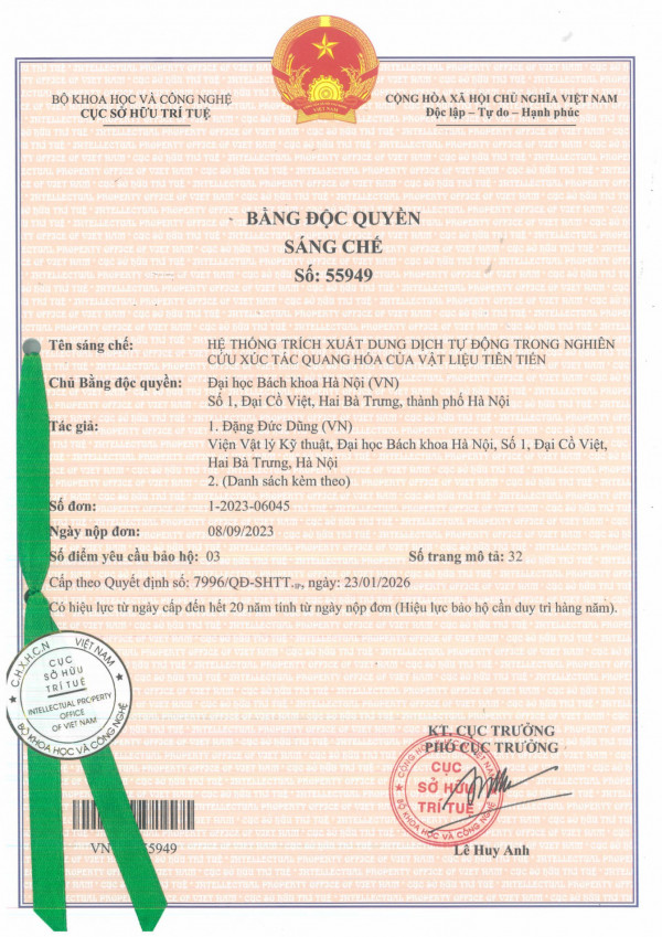 Hệ thống trích xuất dung dịch tự động trong nghiên cứu xúc tác quang hóa của vật liệu tiên tiến