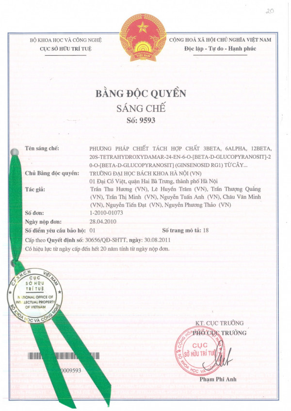 Phương pháp chiết tách các hợp chất Ginsenosid Rg1 3β, 6α, 12β, 20S - Tetrahydroxydammar - 24 - en 6 - O - β-D-glucopyranoside - 20-O-β-D-glucopyranoside và L-tryptophan từ cây Lược vàng (Callisia fragrans (Lindl) wood, Commelinaceae)