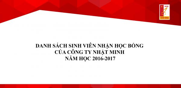 Danh sách sinh viên nhận học bổng của công ty Nhật Minh năm học 2016-2017