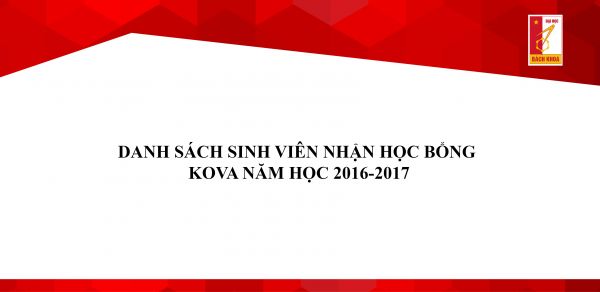 Danh sách sinh viên nhận học bổng Kova năm học 2016-2017