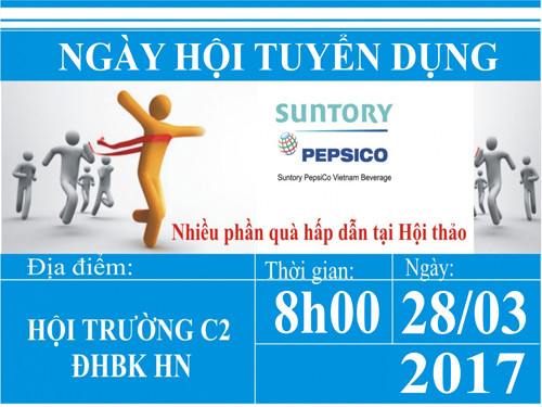 Cơ hội việc làm tại công ty Suntory Pepsico dành cho sinh viên tất cả các ngành - với nhiều phần quà hấp dẫn