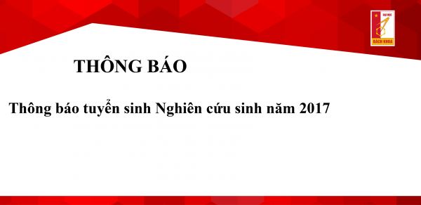 Thông báo tuyển sinh Nghiên cứu sinh năm 2017