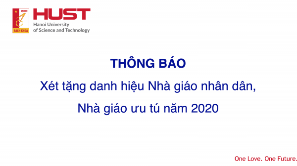 Thông báo xét tặng danh hiệu Nhà giáo nhân dân, Nhà giáo ưu tú năm 2020