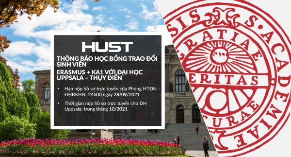 Thông báo học bổng trao đổi sinh viên  Erasmus + KA1 với Đại học Uppsala – Thụy Điển