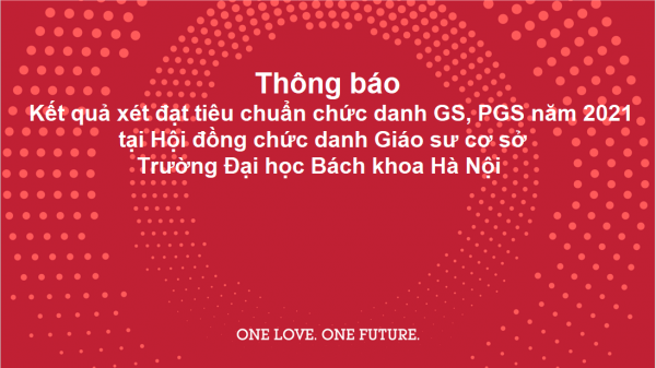 Thông báo Kết quả xét đạt tiêu chuẩn chức danh GS, PGS năm 2021 tại Hội đồng chức danh Giáo sư cơ sở Trường Đại học Bách khoa Hà Nội