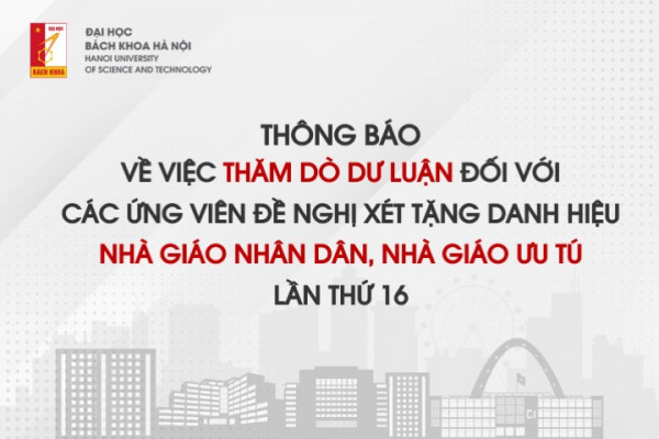 Thông báo: Về việc thăm dò dư luận đối với các ứng viên đề nghị xét tặng danh hiệu Nhà giáo Nhân dân, Nhà giáo Ưu tú lần thứ 16