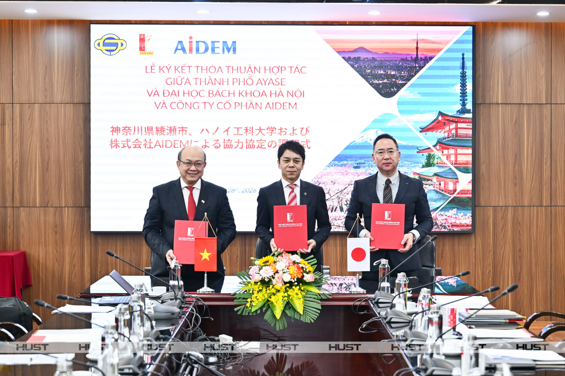 Hợp tác ba bên Đại học Bahsc khoa Hà Nội - Thành phố Ayase (Tỉnh Kanagawa, Nhật Bản) - Công ty cổ phần AIDEM (Tokyo, Nhật Bản)